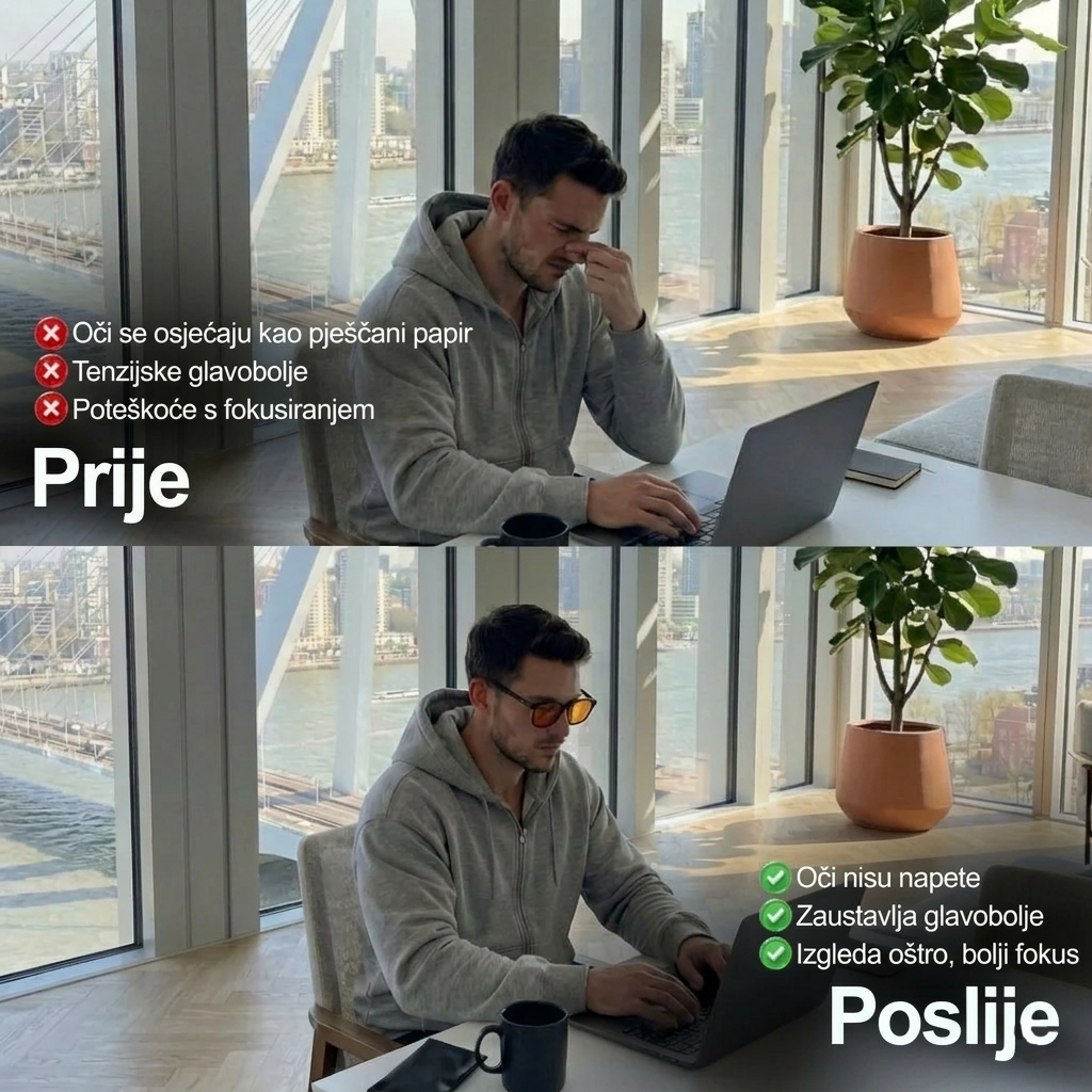 Metaz®  - Noćne Naočale Crvena Leća Proziran Okvir